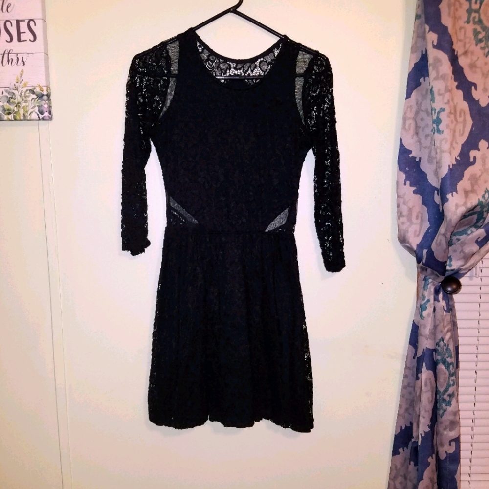 Abercrombie & Fitch Black Laced Long SleeveDress